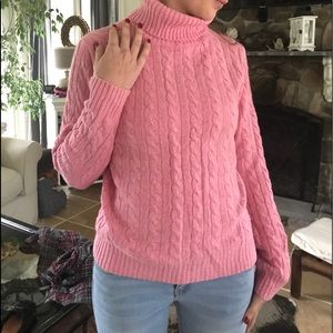 J Crew Pink Cable Knit Sweater